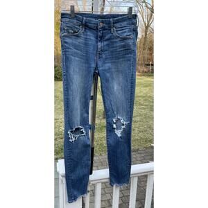 MOTHER the looker ankle chew mums the world medium blue denim jeans 27 Women